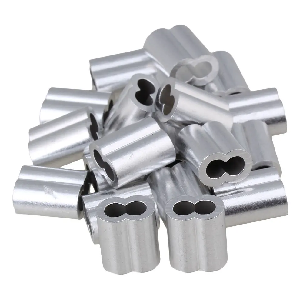 20 Pieces 0.6cm Wire Rope Crimping Double Ferrules Aluminum Loop Sleeve