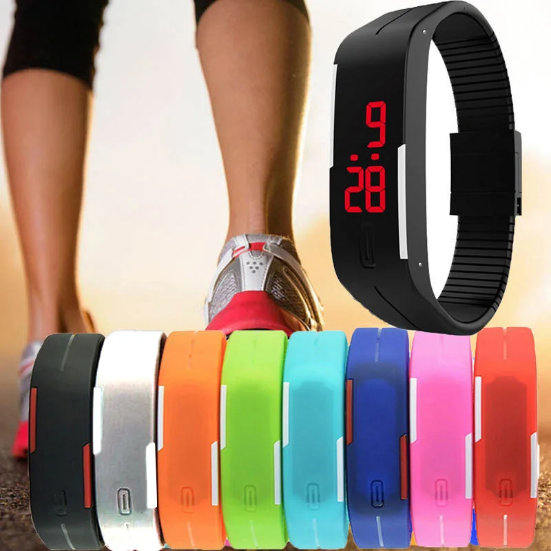 Simple Men Women Smart Watches Fashion Sports Outdoor Fitness Clock Shellhard Silicone Band LED Display Touch Digital Wristwatch