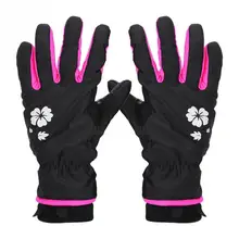 1 пара Для женщин зимние Лыжный Спорт Перчатки Бархатные ветрозащитный Теплый полный палец перчатки Спорт на открытом воздухе перчатки для Пеший Туризм Восхождение Велоспорт