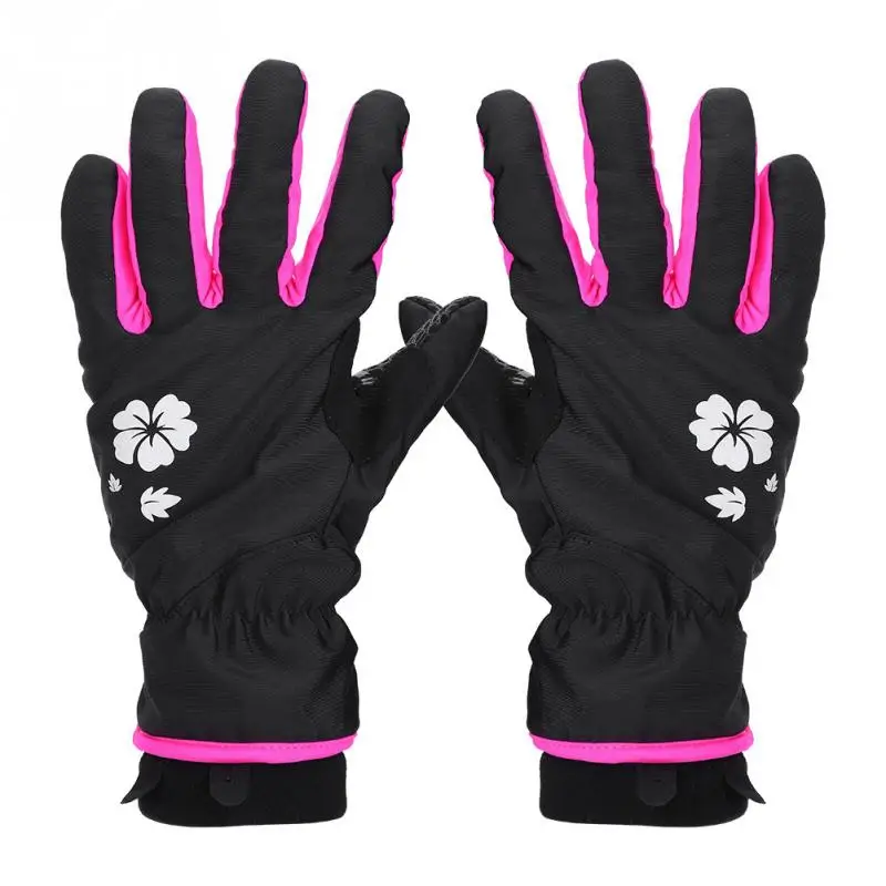 1 Pair Women Winter Skiing Gloves Velvet Windproof Warm Full Finger