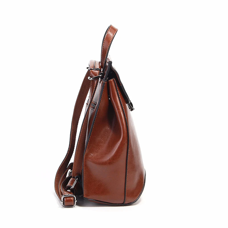 Mode brown Wachs Öl Rucksack Neue Lock Schnalle Koreanischen Black Flut Scjool Leder 2019 Stil red g6qt6w1B