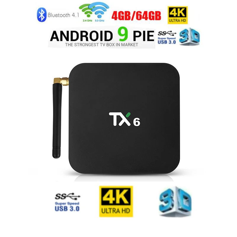 TX6 ТВ коробка android 9,0 Allwinner H6 4 Гб DDR3 32 ГБ/64 Гб памяти на носителе EMMC 2,4 ГГц Wi-Fi 5 ГГц BT4.1 HD 4 K H.265 BT 4,0 IP ТВ Декодер каналов кабельного телевидения умные ТВ коробка