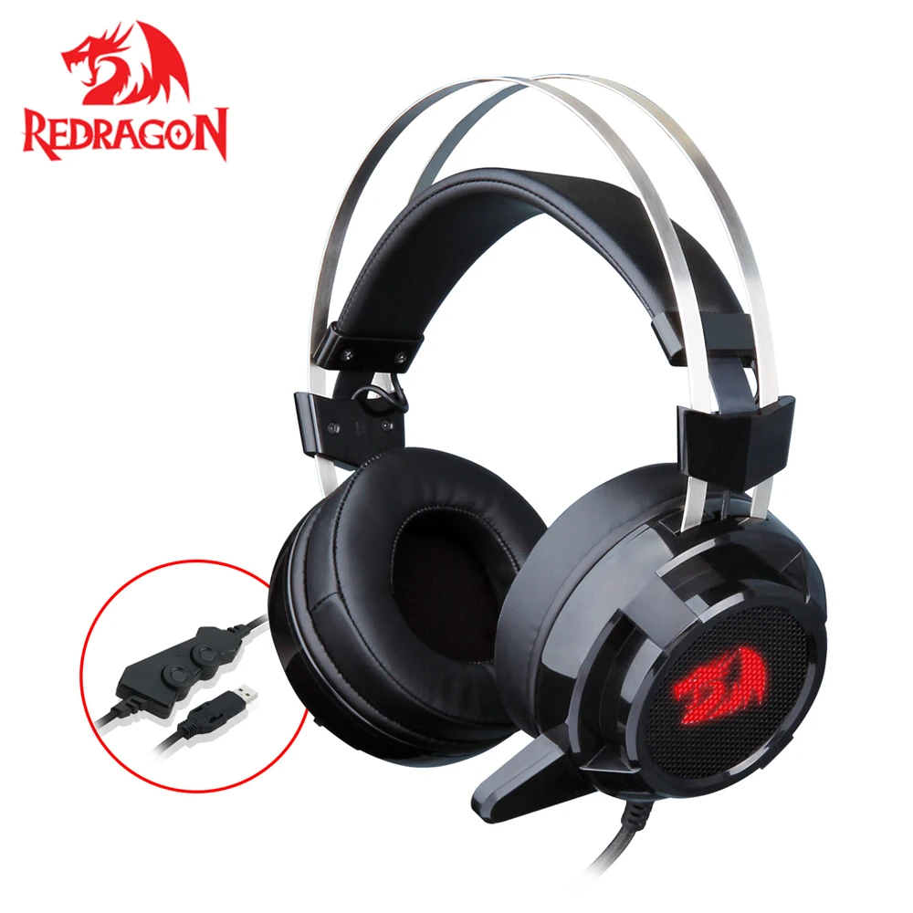 Игровая гарнитура Redragon 7 1 с микрофоном светодиодный светильник индивидуальным