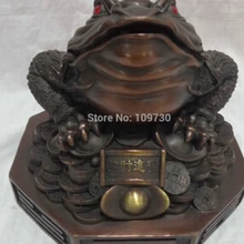 Китайский Чистая Бронзовый фэншуй Богатство Yuanbao Монета жаба статуя фигурка