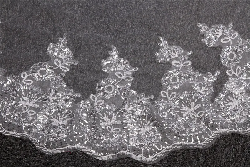 4 Meter Ivory/White Bridal Veils Lace Edge Tulle Bling Seuqins Cathedral Wedding Veil 2017 Long Veu de Noiva Wedding Accessories