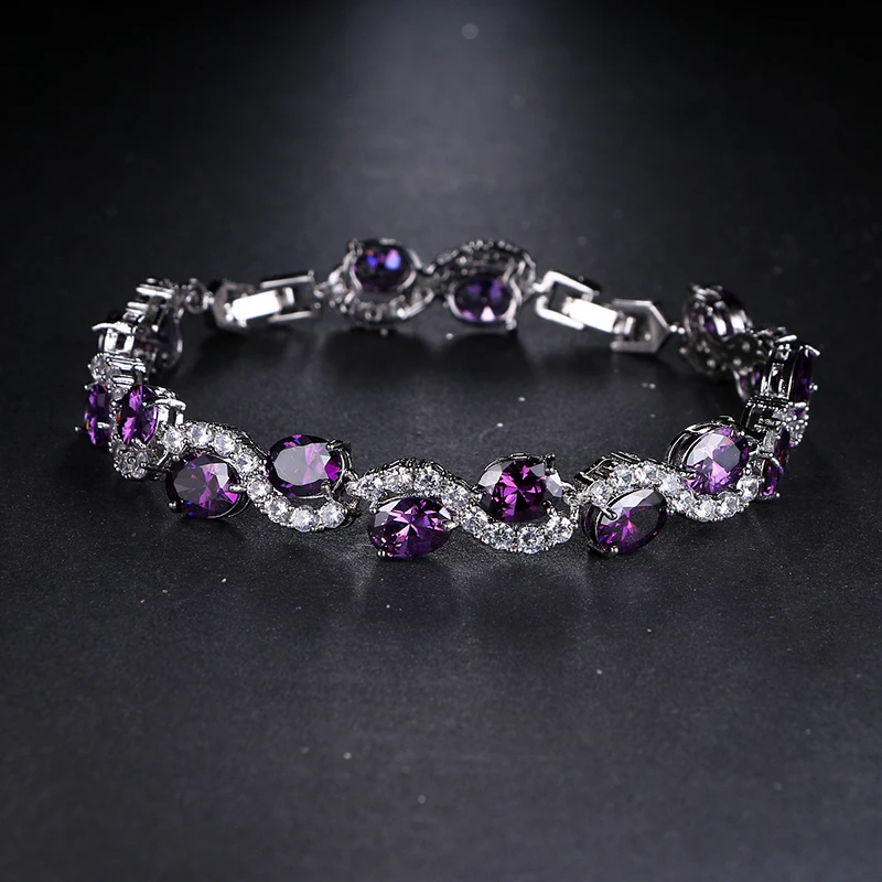 

Emmaya New Fashion Purple Zircon Bangle Bracelets Fashion New Design Wedding Jewelry for Women