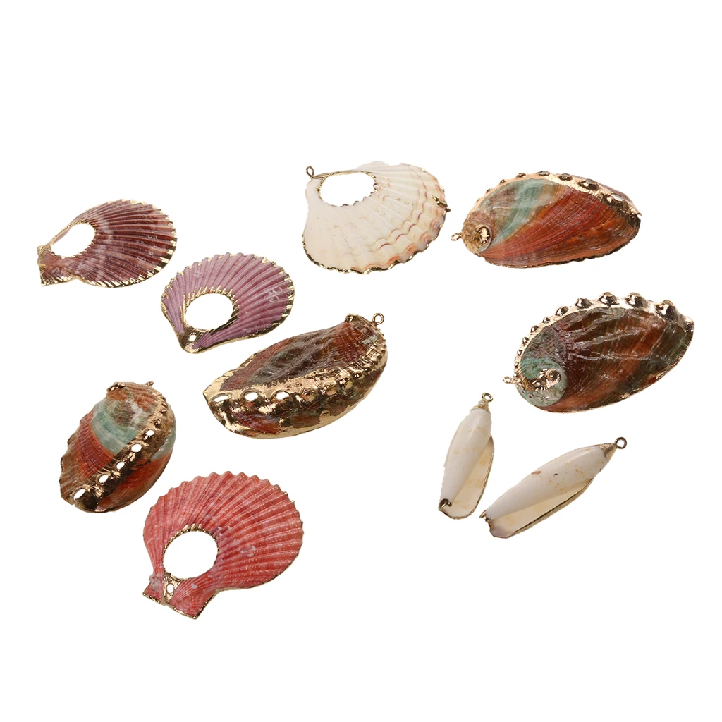 Gilding Gold Natural Conch Shell Beads Pendants for Jewelry Making DIY