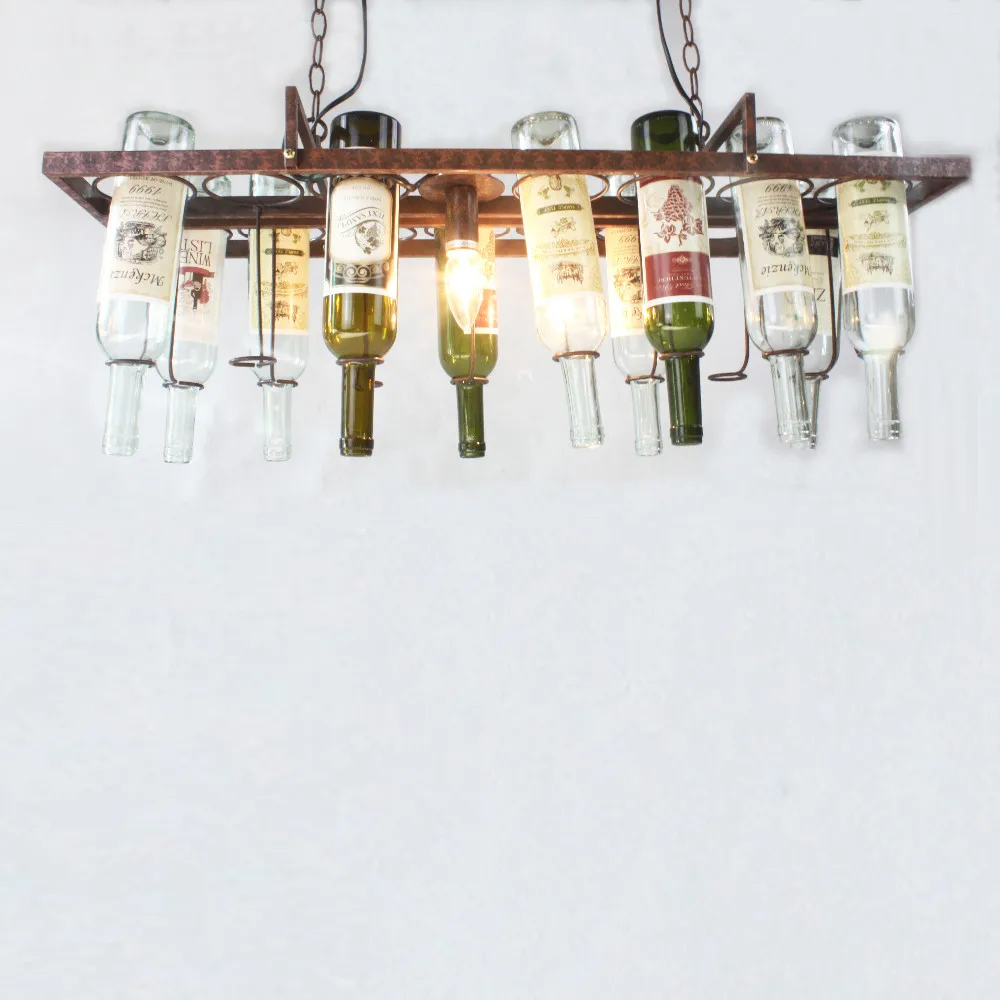 DIY винтажный Ретро Подвесной Потолочный подвесной светильник в виде бутылки вина светодиодный светильник для бара, столовой, ресторана, кухни E27