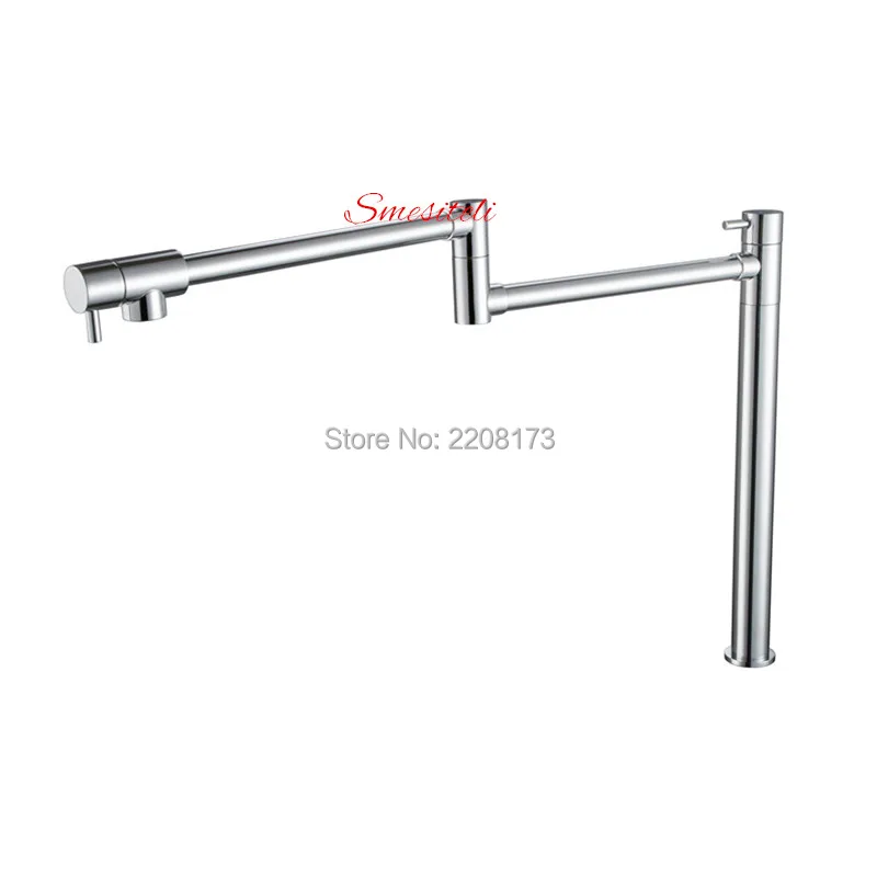 Smesiteli 100% Brass Double Jointed Swinging Spout Filler Folding Chrome Or Matte Black Finish Kitchen Bathroom Sink Faucet 