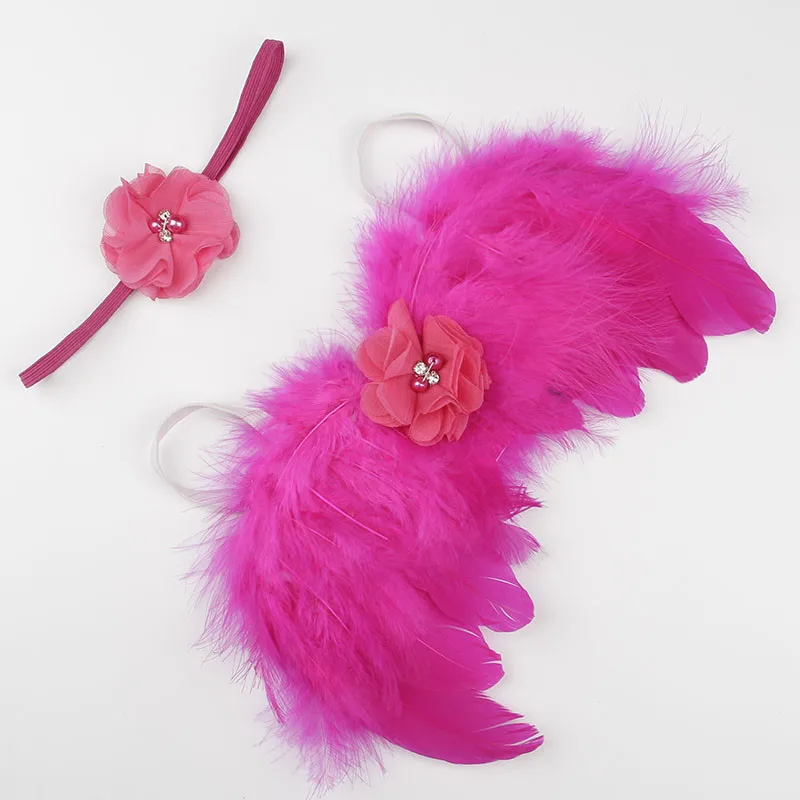 Nishine/Модная Детская повязка на голову с перьями и крыльями ангела из эластичного шифона с цветами; комплект аксессуаров для фотосессии