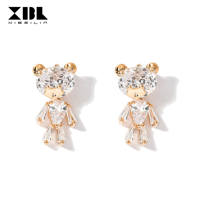 

Influx Personality Bear 925 Silver Needle Girls Ear Nails Temperament Sweet Cute Fashion Wild Ear Jewelry Accessories