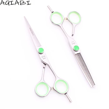 

Hairdressing Scissors 6" 440C AQIABI Brand Cutting Scissors Thining Shears Hair Scissors Add Wooden Box Razor Barber Scape A1121