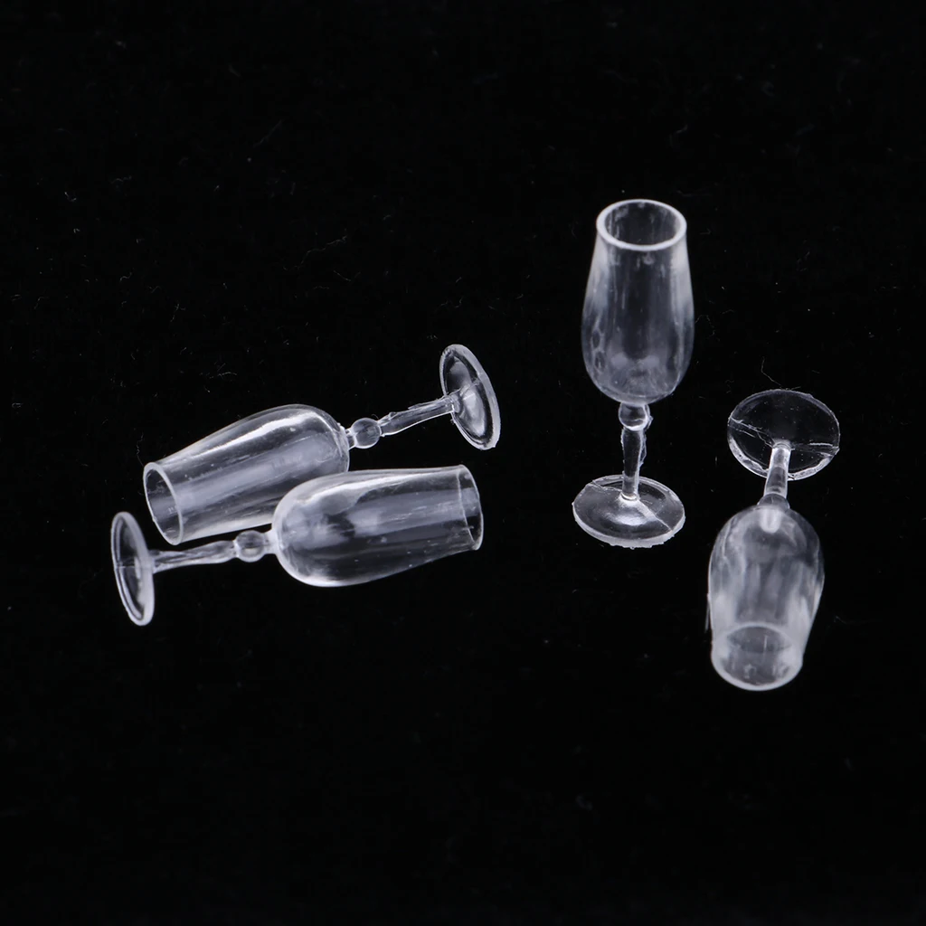 1/12 Dollhouse Tableware 4 Pieces Cup Goblet Wine Glass Juice Glass Kitchen Living Room Accessories