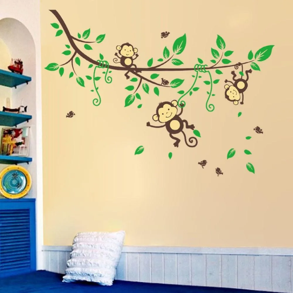 Cartoon Naughty Monkey Wall Sticker Baby Monkeys In The Jungle Wall