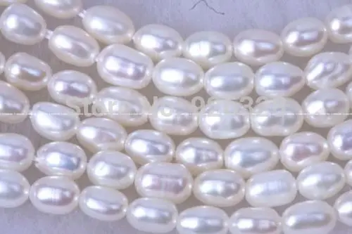 DYY+++ wholesale 10 strands AA 6*10mm white rice freshwater pearl beads | Украшения и аксессуары
