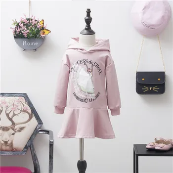 

Girl Hoodies Sweater Dress Children Clothing 2018 New Kids Dresses for Girls Baby Pullovers Sweatshirt Ballet Girl Printed Dress