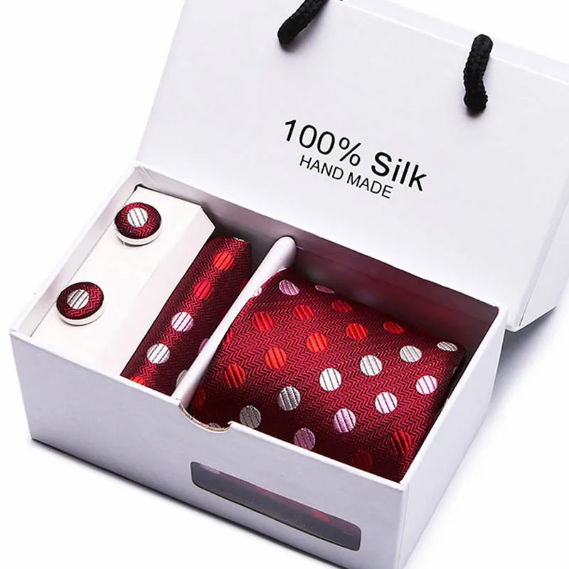 Дизайн набор галстуков с подарочной коробкой жаккардовый плетеный галстук шелковый галстук Hanky запонки наборы галстуков для свадебной вечеринки для мужчин - Цвет: SB25
