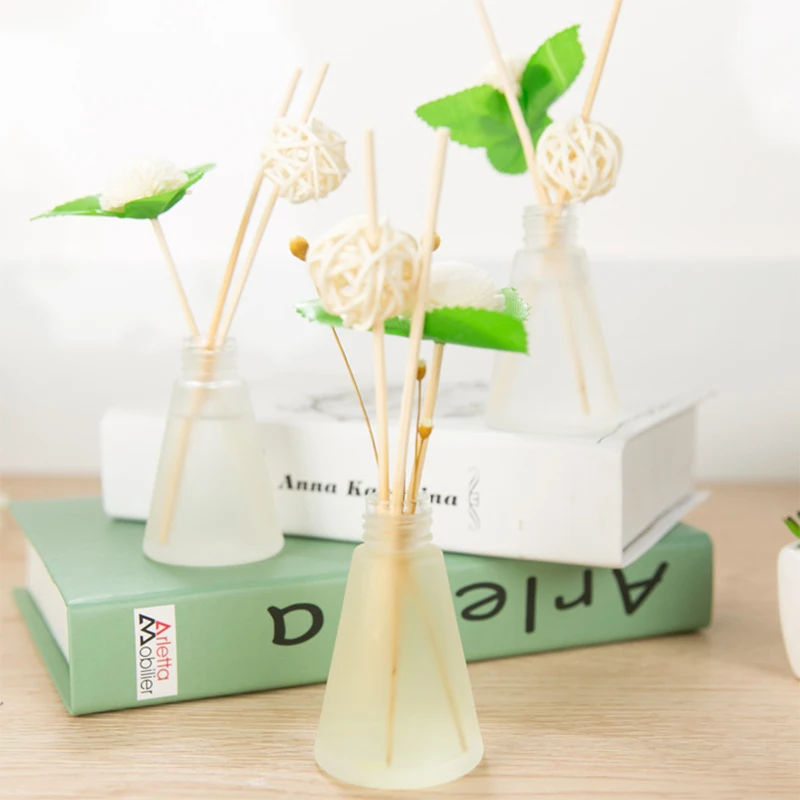 Glass Frosted Bottle Wood Dry Flower Rattan Sticks Diffuser No Fire