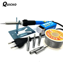QUICKO 220 В 60 Вт Электрический паяльник с регулируемой температурой сварочная паяльная станция тепловой карандаш с 5 шт. 900 м ПАЯЛЬНЫЕ НАКОНЕЧНИКИ