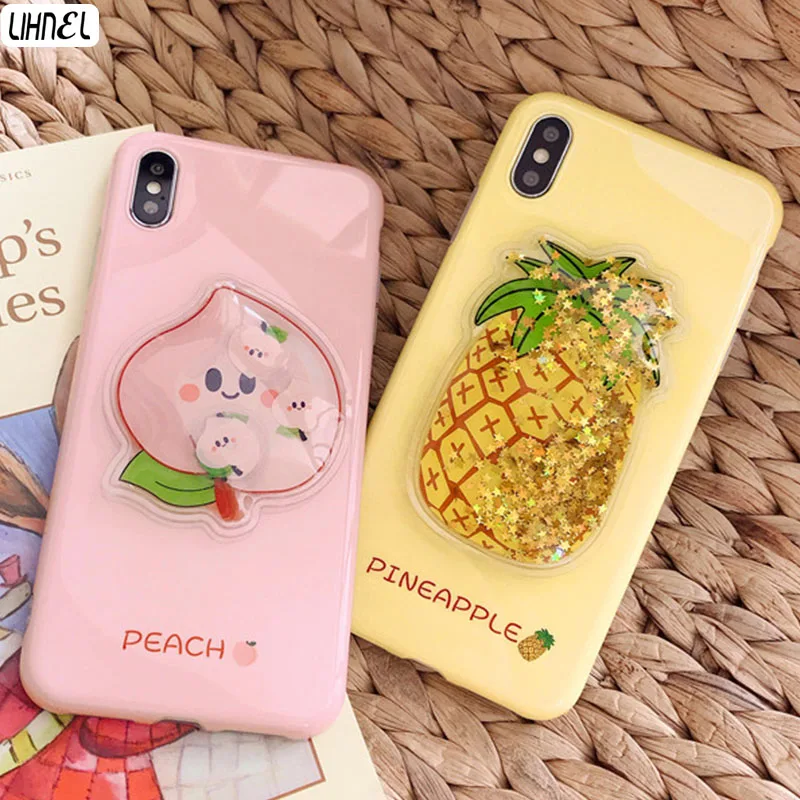 

Peach Pineapple Fruit Dynamic Squishy Case for iPhone XR XS Max 6 6s 7 8Plus Etui for OPPO R17 Case for Huawei P20 P30 Pro Cover