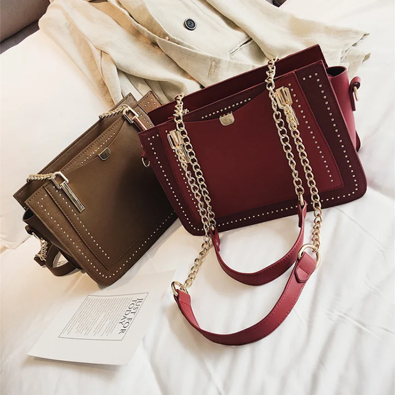 

Luxury Women's Bag Female Designer Handbag Ladies Famous Brand Metal Chain Shoulder Bag Casual High Quality PU Leather Handbags