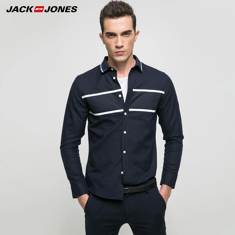 Achat JACK JONES Marque 2018 NOUVEAUX jeunes casual 100% coton turn down col patchwork pleine longueur manches hommes chemises | 217105505