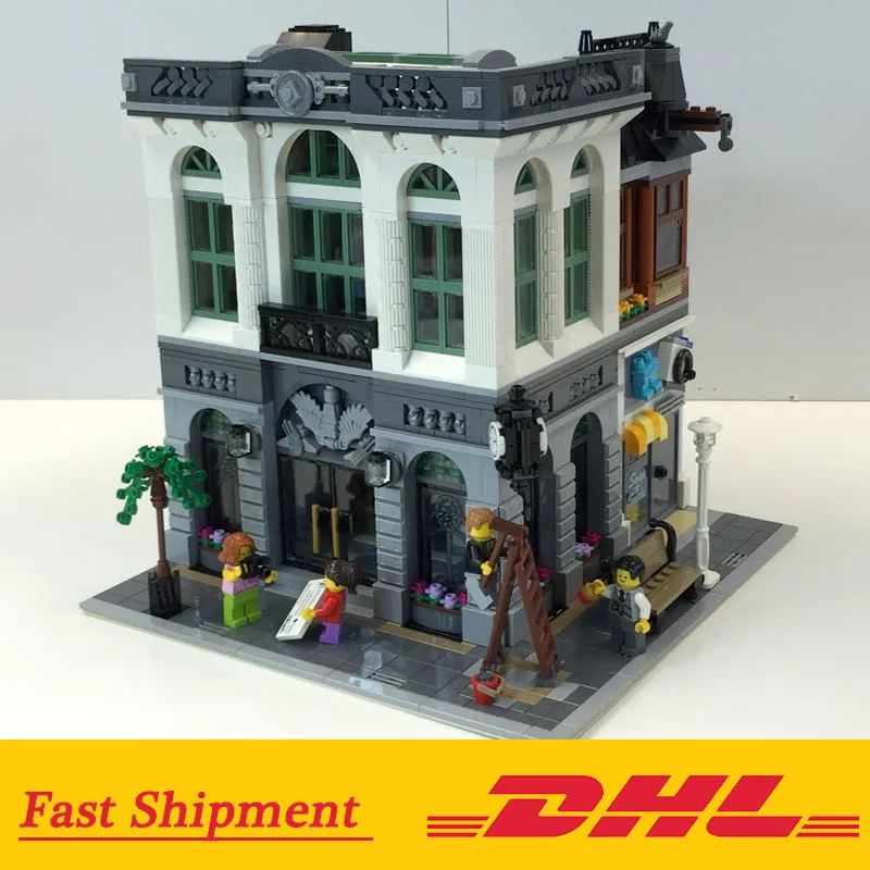 

DHL the 15001 Brick Bank Set 2413pcs Building Bricks Block Compatible With Legoing 10251 Street View Set Kids Toy