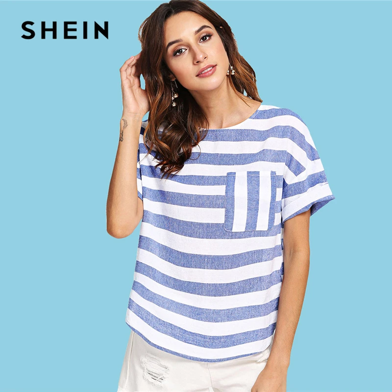 Buy SHEIN Multicolor Weekend Casual Pocket Front