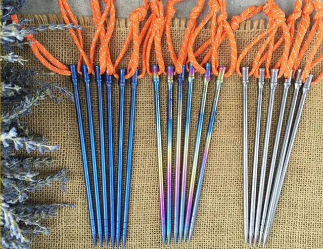 

Titanium Tent Nail Pegs Super light 5 mm solid titanium alloy high strength titanium alloy tent screw Pack of 10 595