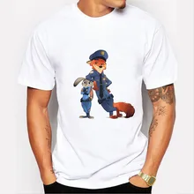 Cartoon Zootopia Tshirt Homme 2016 New Funny Anime Print T Shirt MEN Harajuku Short Sleeve Tops Novelty T-shirt