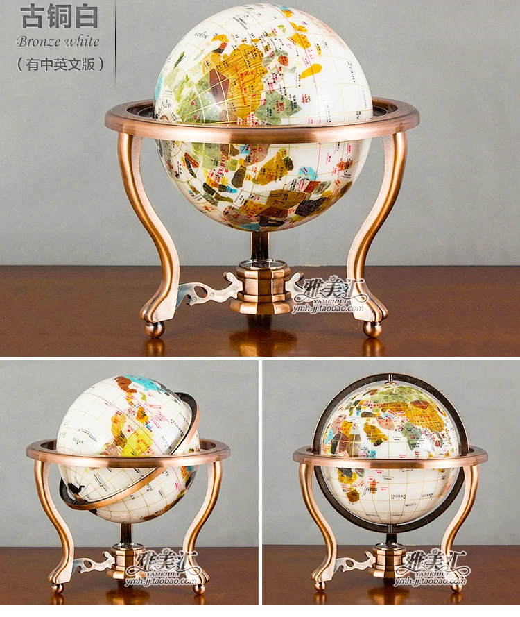 

High grade business ART # 2019 home office School best Decoration handmade 3D Crystal Gemstone Globe tellurion statue--M size