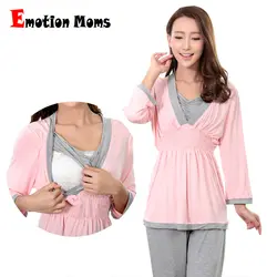 Ночная рубашка для беременных грудного Вскармливания Пижамы беременность для женщин Пижама для кормления грудью комплект хорошее стрейч