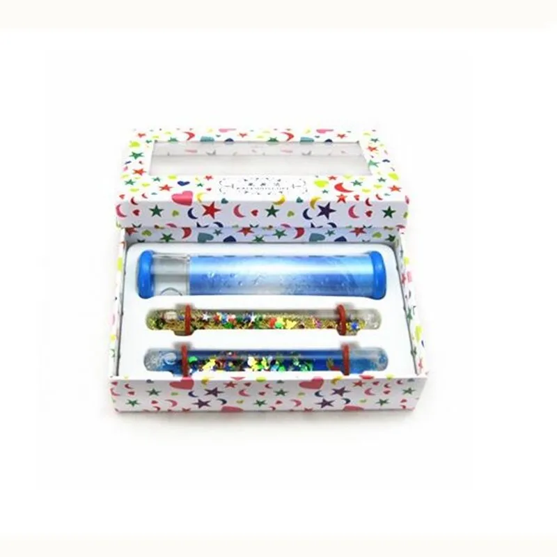 Flor Flam Fluid Fantasy Glitter Wand Cross Shape Kaleidoscope for Kids Each Gift Box with 2 Space Tubes Children Best Gift 