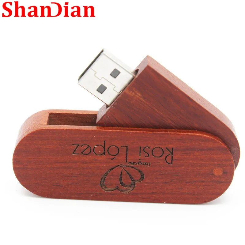 SHANDIAN(более 10 шт. бесплатный логотип) rotatabl дерево usb флэш-накопитель 8gb16gb 32gb 64GB фотография подарок