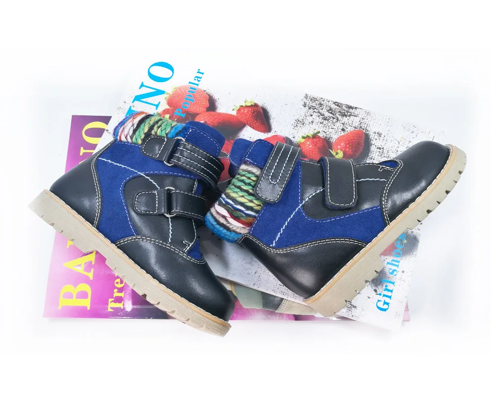 Botas de Pele para Crianças da Criança Ortoluckland Crianças Sapatos Ortopédicos Meninos Meninas Esporte Couro Preto Outono Inverno Casuais 5 Mamãe e Bebê