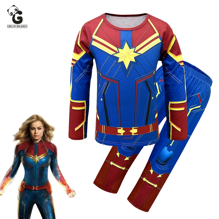 Avengerss Марвел Капитан костюмы детская одежда с длинными рукавами Хэллоуин Костюмы для детей, для девочек капитан эндшпиль костюмы вечерние