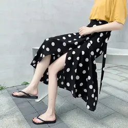 2019 Летняя женская пикантная юбка с высокой талией в горошек чехол ups прозрачная длинная юбка макси Женская сетчатая накидка ups