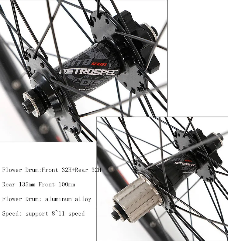 Best MTB wheels Mountain Bicycle wheels 27.5/29er Bike wheelset Rim 8/11S 32 holes 4 Bearings aluminum alloy bicycle parts 4