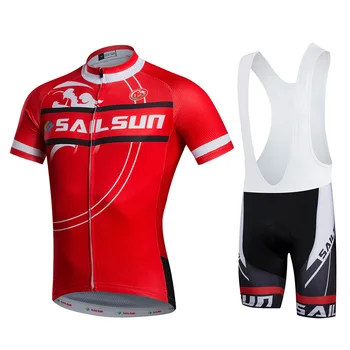 

HOT SAIL SUN Red Men bike Jersey or Cycling Bib Shorts Pro MTB Clothing Summer Male team ropa Bicycle Top wear Breathable