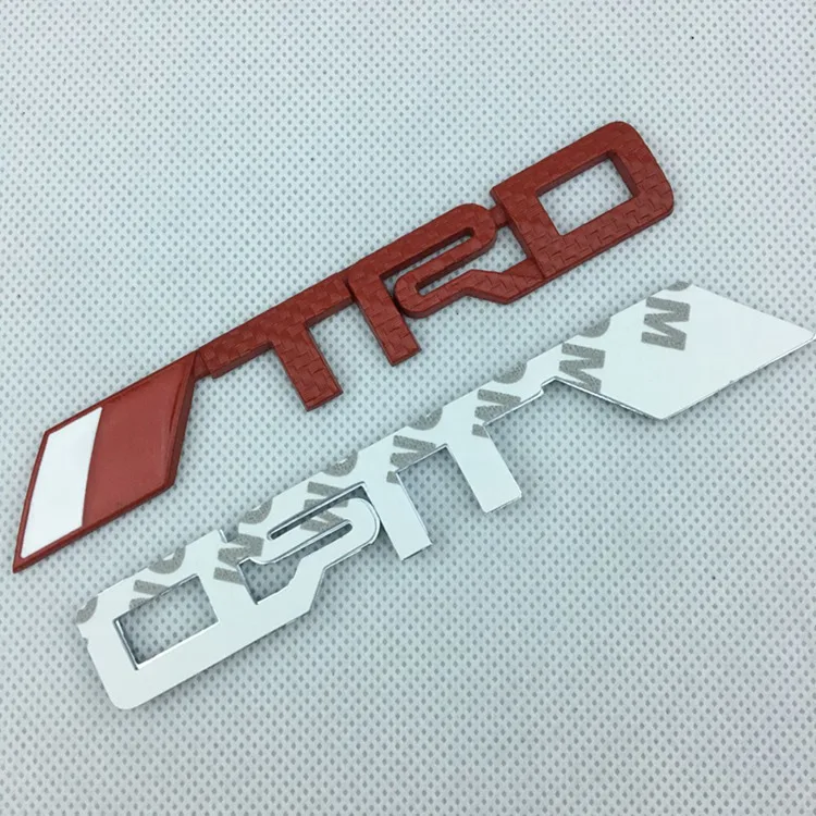 

2PCS Car styling Black Red Silver 14.3cm*2.2cm High Quality 3D Metal TRD Emblem Rear Trunk Badge Sticker logos