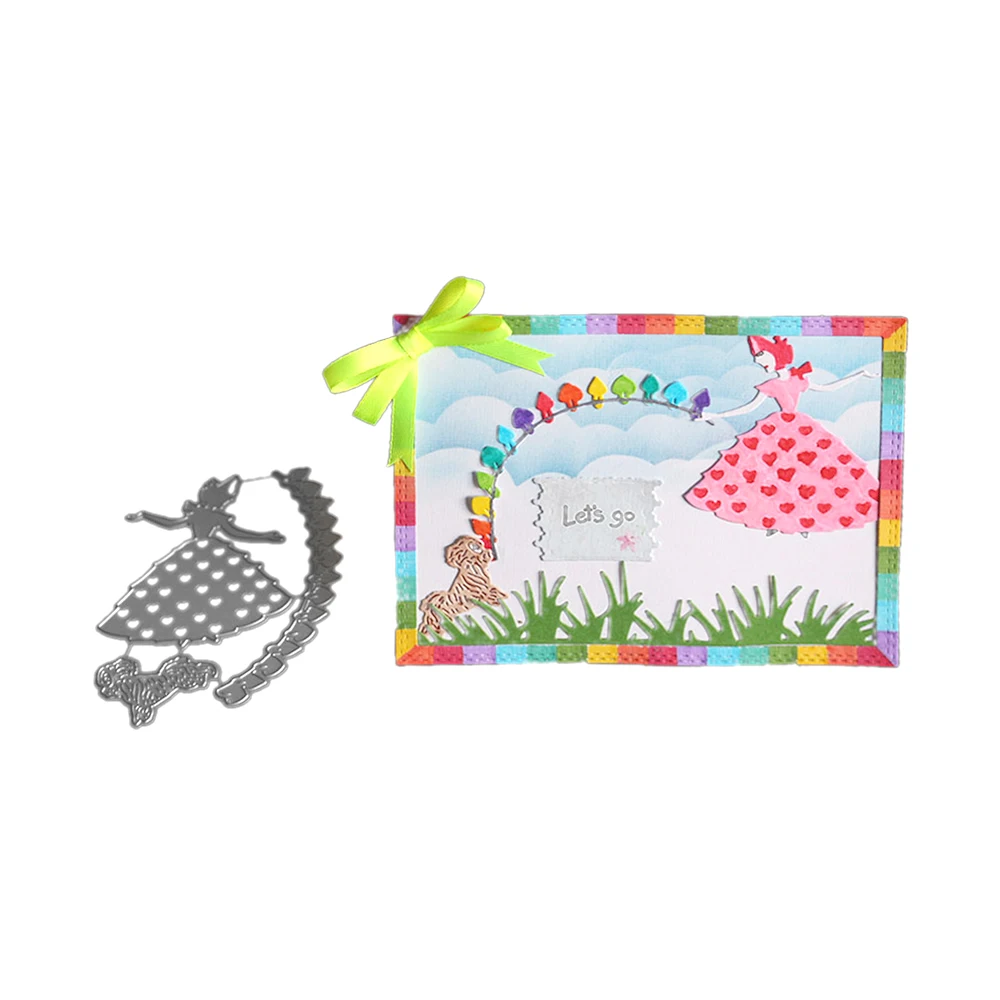  Lovely Girl with Dog Metal Cutting Dies Scrapbooking Embossing Stencil Cut Die For DIY Invitation A - 32869790083