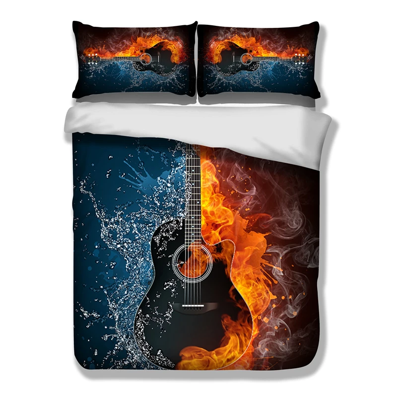 new 3D guitar design twin king queen double bedclothes duvet cover set bedding | Дом и сад