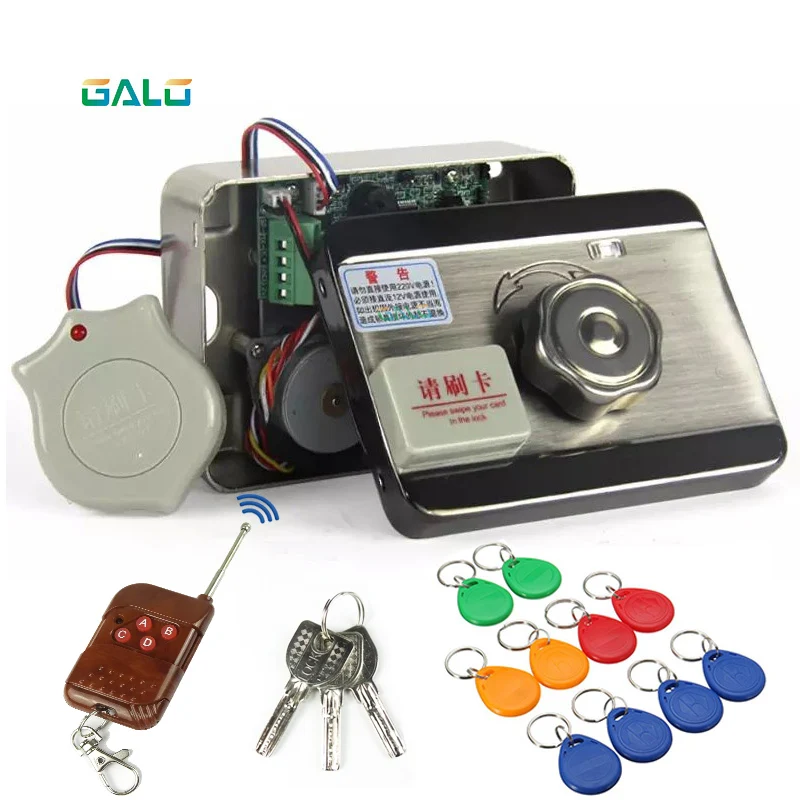 Electric lock & gate lock Access Control system Electronic integrated RFID Door Rim lock with ID reader 125khz