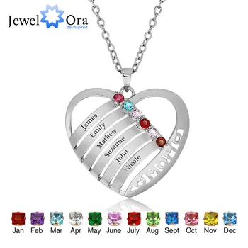 

Personalized Birthstone Engrave Heart Pendants Necklaces 925 Sterling Silver Necklaces & Pendants Mom's Gift (JewelOra PE101340)