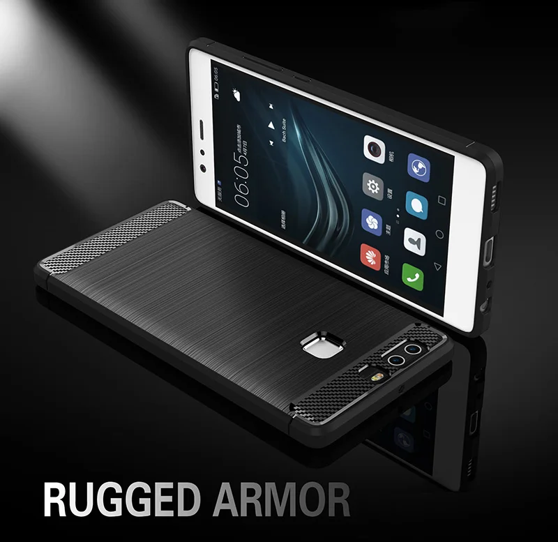 carbon fiber brushed silicone case huawei P9,P9 Plus (1)