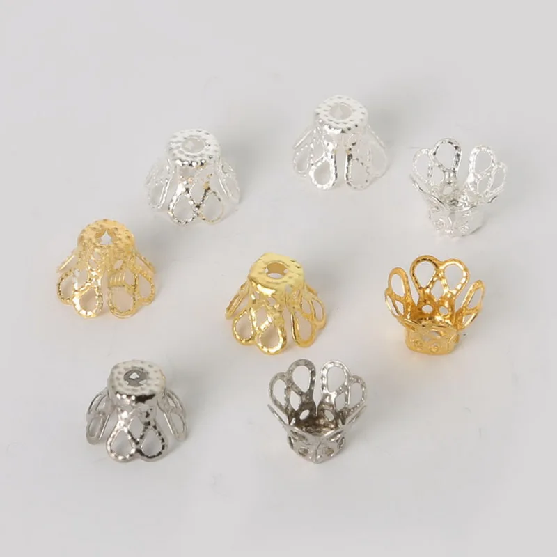 

Wholesale 6x8mm 100pcs/ lot Iron Flower End Bead Caps Connectors Beads Handmade Bracelet Necklace jewelry findings DIY