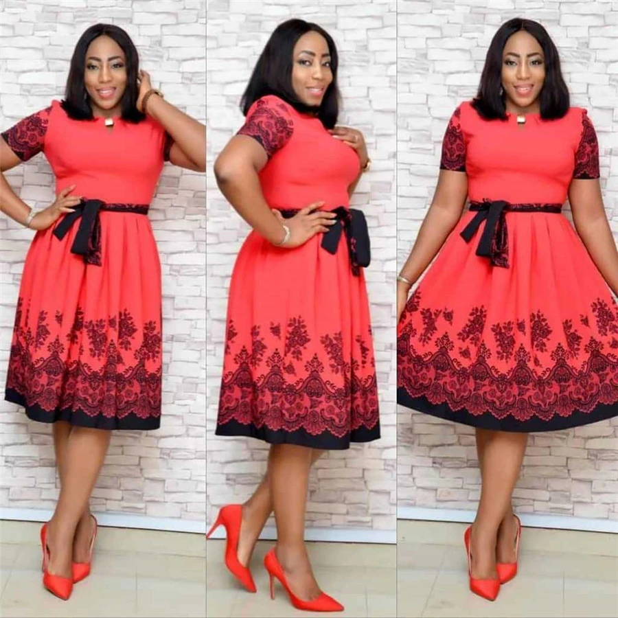 

BAIBAZIN African Dashiki Europe and the United States autumn and Winter New Digital Printing Short-sleeved Belt Dress XXXL