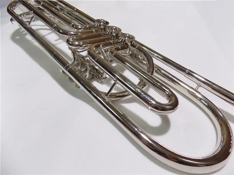 Bb бас труба латунные инструменты никелированные тромпита с деревянный ящик и профессиональный инструмент рупора Музыкальные инструменты
