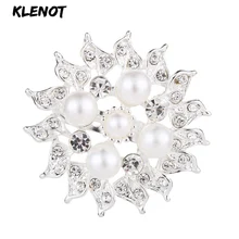 Цветок жемчуг брошь «Букет» горный хрусталь лист покрытого родием Броши Свадебные украшения шарф Брошь Для хиджаба, для лацкана брошка