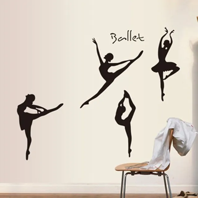 Ballerina Silhouette Wall Stickers for Ballet Kids Girls Room Wall Art
